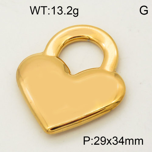 304 Stainless Steel Pendant & Charms,Heart padlock,Hand polished,Vacuum plating gold,29x34mm,about 2.9g/pc,5 pcs/package,PP4000386baka-900