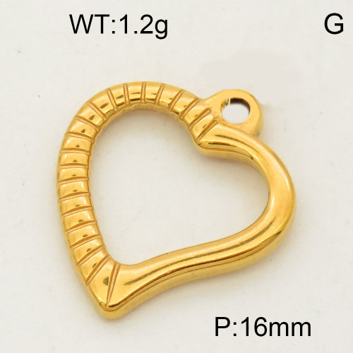 304 Stainless Steel Pendant & Charms,Solid heart,Polished,Vacuum plating gold,16mm,about 2.0g/pc,5 pcs/package,PP4000432aahj-900