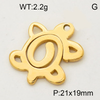 304 Stainless Steel Pendant & Charms,Tortoise,Hand polished,Vacuum plating gold,19x21mm,about 3.1g/pc,5 pcs/package,PP4000436vail-900