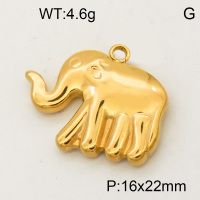 304 Stainless Steel Pendant & Charms,Elephant,Polished,Vacuum plating gold,16x22mm,about 2.2g/pc,5 pcs/package,PP4000438vaia-900
