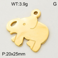 304 Stainless Steel Pendant & Charms,Elephant,Hand polished,Vacuum plating gold,20x25mm,about 3.6g/pc,5 pcs/package,PP4000440aaio-900