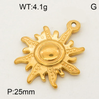 304 Stainless Steel Pendant & Charms,Sun,Polished,Vacuum plating gold,25mm,about 1.5g/pc,5 pcs/package,PP4000446vaia-900