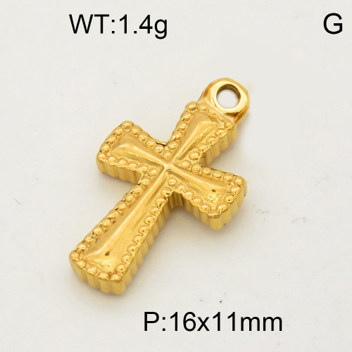 304 Stainless Steel Pendant & Charms,Cross,Polished,Vacuum plating gold,11x16mm,about 1.4g/pc,5 pcs/package,PP4000448aahm-900