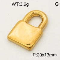 304 Stainless Steel Pendant & Charms,Padlock,Hand polished,Vacuum plating gold,13x20mm,about 3.6g/pc,5 pcs/package,PP4000464aaim-900
