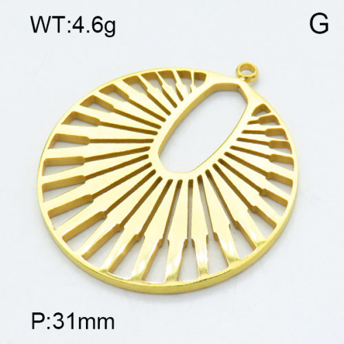 304 Stainless Steel Pendant & Charms,European and American style design,Polished,Vacuum plating gold,31mm,about 4.6g/pc,5 pcs/package,3AC301114vail-906