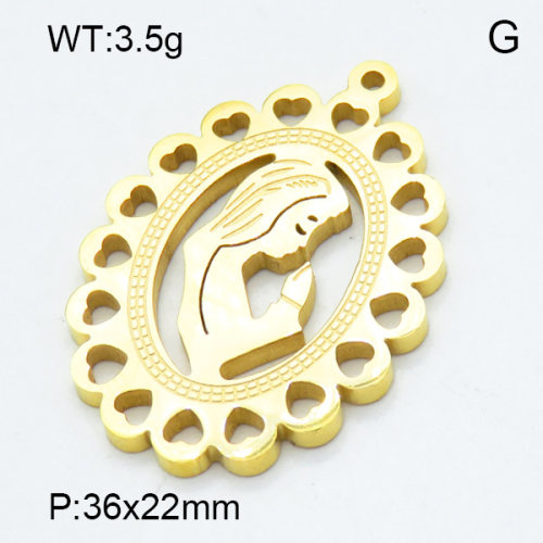 304 Stainless Steel Pendant & Charms,Mother,Polished,Vacuum plating gold,22x36mm,about 3.5g/pc,5 pcs/package,3AC301120aaik-906