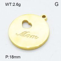 304 Stainless Steel Pendant & Charms,Mother,heart,Polished,Vacuum plating gold,18mm,about 2.6g/pc,5 pcs/package,3AC301126aahm-906