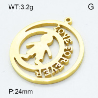 304 Stainless Steel Pendant & Charms,Boy,Polished,Vacuum plating gold,24mm,about 3.2g/pc,5 pcs/package,3AC301130aaih-906