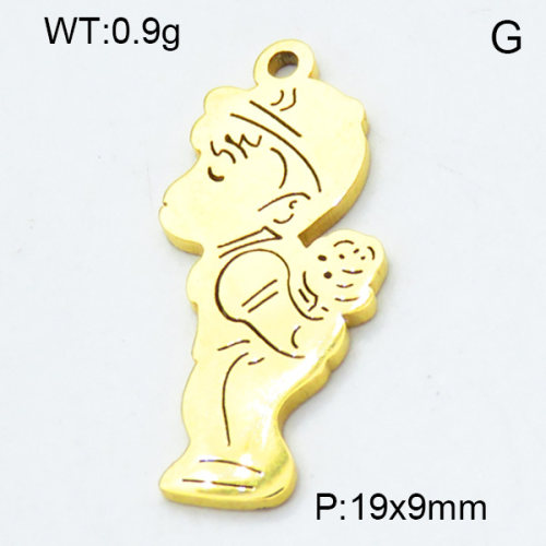 304 Stainless Steel Pendant & Charms,Boy,Polished,Vacuum plating gold,9x19mm,about 0.9g/pc,5 pcs/package,3AC301146aahl-906