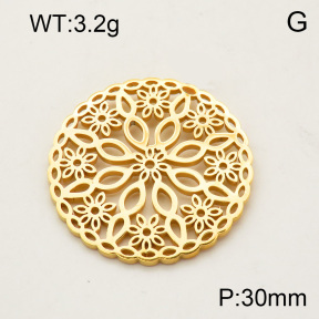 304 Stainless Steel Pendant & Charms,Flower,Polished,Vacuum plating gold,18mm,about 1.2g/pc,5 pcs/package,3P2001523aaha-906