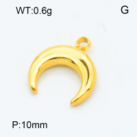 304 Stainless Steel Pendant & Charms,Horn,Polished,Vacuum plating gold,10mm,about 0.6g/pc,5 pcs/package,3P2002370aahi-906