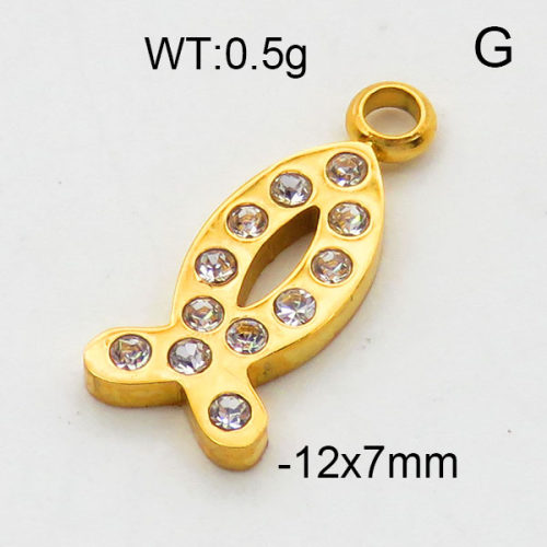 304 Stainless Steel Pendant & Charms,Rhinestone,Red ribbon,Polished,Vacuum plating gold,7x12mm,about 0.5g/pc,5 pcs/package,6AC300499aaho-906