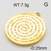 304 Stainless Steel Pendant & Charms,Amen,Polished,Vacuum plating gold,25mm,about 7.3g/pc,5 pcs/package,6AC300505aahm-906