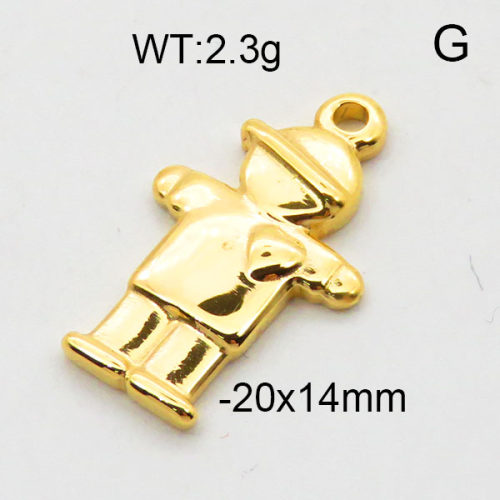 304 Stainless Steel Pendant & Charms,Boy,Polished,Vacuum plating gold,14x20mm,about 2.3g/pc,5 pcs/package,6AC300517aahn-906