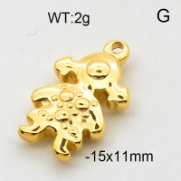 304 Stainless Steel Pendant & Charms,Girl,Polished,Vacuum plating gold,11x15mm,about 2.0g/pc,5 pcs/package,6AC300519aahm-906