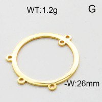304 Stainless Steel Chandelier Component Links,Five-hole connection ring,Polished,Vacuum plating gold,26mm,about 1.2g/pc,5 pcs/package,6AC300543aahn-906