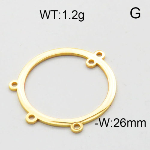 304 Stainless Steel Chandelier Component Links,Five-hole connection ring,Polished,Vacuum plating gold,26mm,about 1.2g/pc,5 pcs/package,6AC300543aahn-906