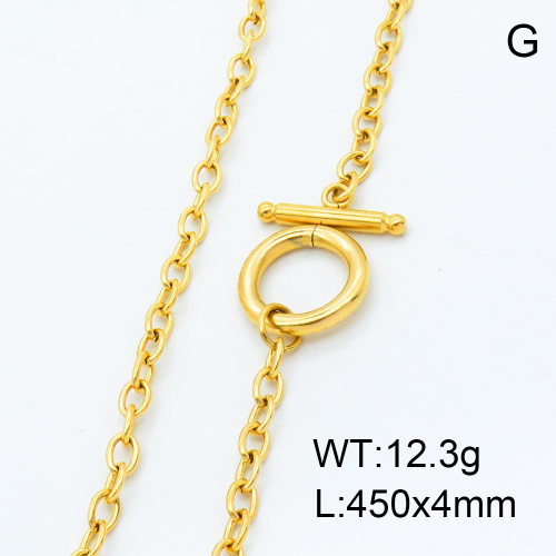 304 Stainless Steel Necklace Making,Cable Chains,Toggle Clasps,Polished,Vacuum plating gold,L:450mm,W:4mm,about 12.3g/pc,3 pcs/package,3N2001283bbml-066