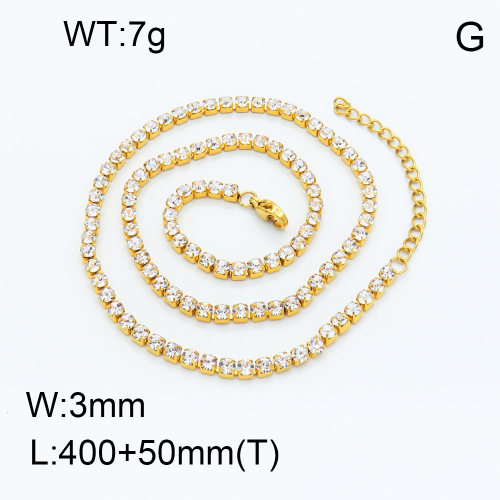 304 Stainless Steel Necklace Making,Rhinestone Strass Chains,Rhinestone Cup chain,Lobster Claw Clasps,Polished,Vacuum plating gold,White,L:400mm,W:3mm,T:50mm,about 7.0g/pc,3 pcs/package,3N4001068bvpl-066