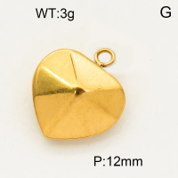 304 Stainless Steel Pendants,Heart,Polished,Vacuum plating gold,12mm,about 3.0g/pc,5 pcs/package,3P2001513aahj-066