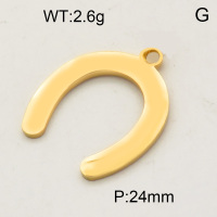 304 Stainless Steel Pendants,Horseshoe,Polished,Vacuum plating gold,24mm,about 2.6g/pc,5 pcs/package,3P2001515vail-066