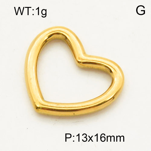 304 Stainless Steel linking rings,Heart,Polished,Vacuum plating gold,P:13x16mm,about 1.0g/pc,5 pcs/package,3P2001517aahj-066