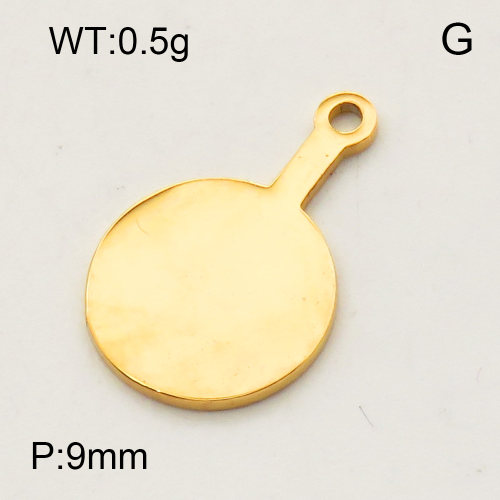 304 Stainless Steel Pendants,Round,Polished,Vacuum plating gold,9mm,about 0.5g/pc,5 pcs/package,3P2002146aahj-066