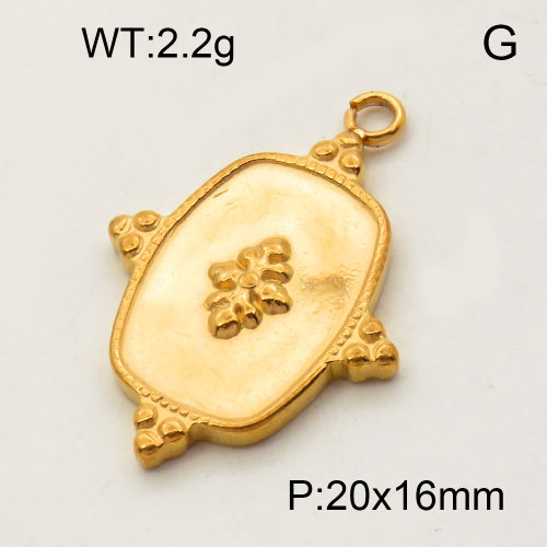 304 Stainless Steel Pendants,Oval,Polished,Vacuum plating gold,P:20x16mm,about 2.2g/pc,5 pcs/package,3P2002163vail-066