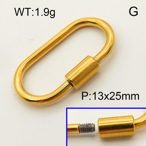 304 Stainless Steel Screw Clasps,Oval,Cylindrical nut,Polished,Vacuum plating gold,P:13x25mm,about 1.9g/pc,5 pcs/package,3P2002197aakl-066