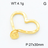 304 Stainless Steel linking rings,Casting heart,Hand polished,Vacuum plating gold,P:27x30mm,about 4.1g/pc,5 pcs/package,3P2002579vbll-066