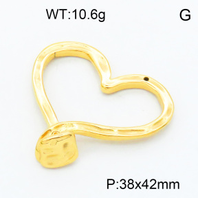 304 Stainless Steel linking rings,Casting heart,Hand polished,Vacuum plating gold,P:27x30mm,about 4.1g/pc,5 pcs/package,3P2002579vbll-066