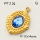 304 Stainless Steel Glass Pendants,Glass Cabochons,Oval,Pockmark,Polished,Vacuum plating gold,Blue,P:17x14mm,about 2.2g/pc,5 pcs/package,3P4000635aaji-066