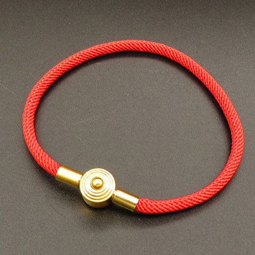 Stainless Steel European Clasps & Cores,Nylon Thread,European Style Jewelry Making,Bangle Making,Vacuum plating gold,Red,,4x190mm,about 4g/pc,5 pcs/package,XFB00322bbov-L003