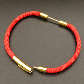 Stainless Steel Bayonet Clasps,Nylon Thread,Bangle Making,Vacuum plating gold,Red,,4x190mm,about 3.2g/pc,5 pcs/package,XFB00326bhia-L003