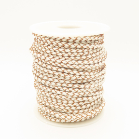 Cowhide,Woven cowhide Cord,White,3mm,about 20m/roll,about 110g/roll,1 roll/package,XMT00208amma-L003
