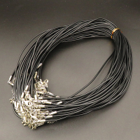 Brass Lobster Claw Clasps,Silicone Cord,Necklace Making,Plating White K Gold,Black,,2x450+50mm,about 3.5g/pc,10 pcs/package,XMT00464aahl-L003