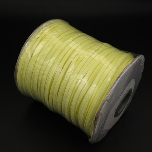 Made in Korea Faux Suede Cord,Flated double-faced suede,Fluorescent yellow,1.4x3mm,about 100Yard/roll,about 210g/roll,1 roll/package,XMT00565bobb-L003