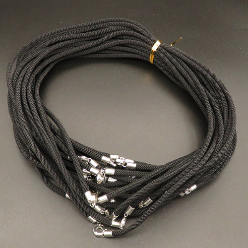 Stainless Steel Spring Clasps,Nylon Thread,Necklace Making,Milan Cord,True color,Black,,3x500mm,about 2.8g/pc,5 pcs/package,XMT00598bbov-L003