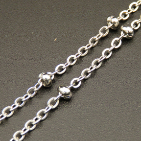 304 Stainless steel Chain,04 Flat Cross Bead Chain,True color,1.5mm,about 25m/roll,about 200g/roll,1 roll/package,XMC00007amla-675