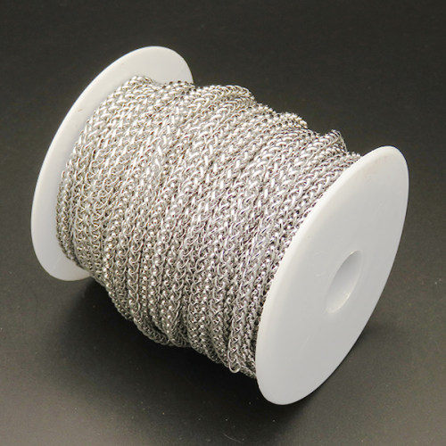 304 Stainless steel Chain,3.0 Flower Basket Chain,True color,3mm,about 25m/roll,about 650g/roll,1 roll/package,XMC00019bnob-675