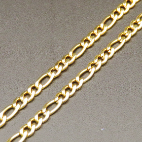 304 Stainless steel Chain,08 Wire diameter Figaro Chain,3:1 NK Chain,Vacuum plating gold,3mm,about 25m/roll,about 320g/roll,1 roll/package,XMC00031hbab-675