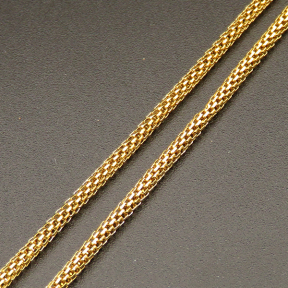 304 Stainless steel Chain,2.0 Round Network Chain,Vacuum plating gold,2mm,about 50m/roll,about 325g/roll,1 roll/package,XMC00037iilb-675