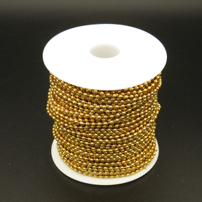 304 Stainless steel Chain,2.4 Bead Chain,Vacuum plating gold,2mm,about 50m/roll,about 380g/roll,1 roll/package,XMC00040hlbb-675