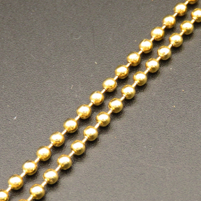 304 Stainless steel Chain,2.4 Bead Chain,Vacuum plating gold,2mm,about 50m/roll,about 380g/roll,1 roll/package,XMC00040hlbb-675
