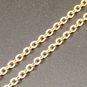 304 Stainless steel Chain,05 Wire diameter Flat Cross Chain,Vacuum plating gold,2mm,about 25m/roll,about 140g/roll,1 roll/package,XMC00052amaa-675