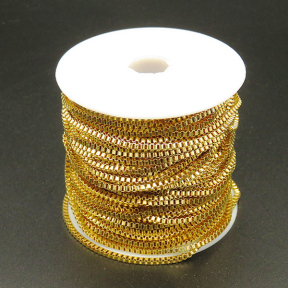304 Stainless steel Chain,2.0 Box Chain,Vacuum plating gold,2mm,about 25m/roll,about 250g/roll,1 roll/package,XMC00067hhlb-675