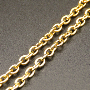 304 Stainless steel Chain,08 Cross Chain,Vacuum plating gold,3mm,about 25m/roll,about 350g/roll,1 roll/package,XMC00100hilb-675