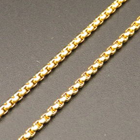 304 Stainless steel Chain,2.0 Square Pearl Chain,Vacuum plating gold,2mm,about 25m/roll,about 350g/roll,1 roll/package,XMC00103hbab-675