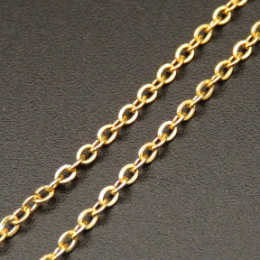 304 Stainless steel Chain,04 Flat Cross Chain,Vacuum plating gold,1.5mm,about 25m/roll,about 90g/roll,1 roll/package,XMC00118amaa-675
