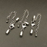 304 Stainless Steel Ends with Chain,Chain Extender and lobster Claw Clasps,True Color,4x30+60mm,Hole:3mm,about 2g/pc,20 pcs/package,XFC00011avja-L003